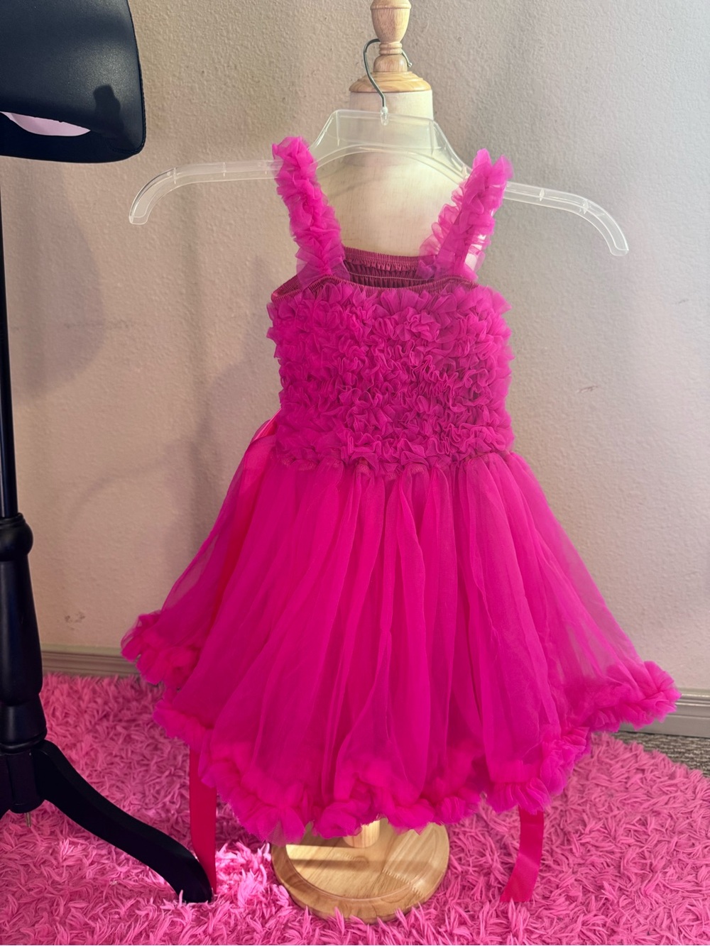 Hot Pink Ruffled Tulle Toddler Dress
